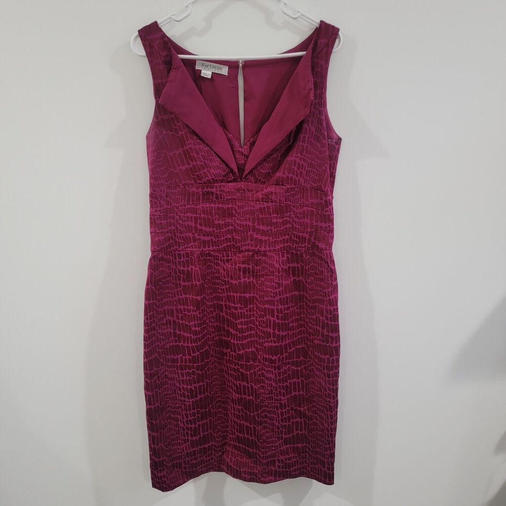 Kay‎ Unger Womens Dress Knee Length Size Medium Pink Purple Snakeskin Print